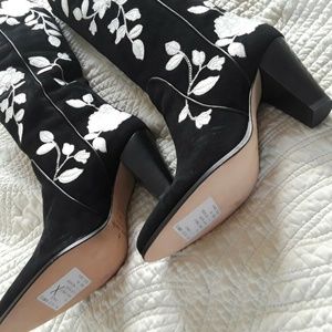 KATE SPADE black white suede Western boots 7